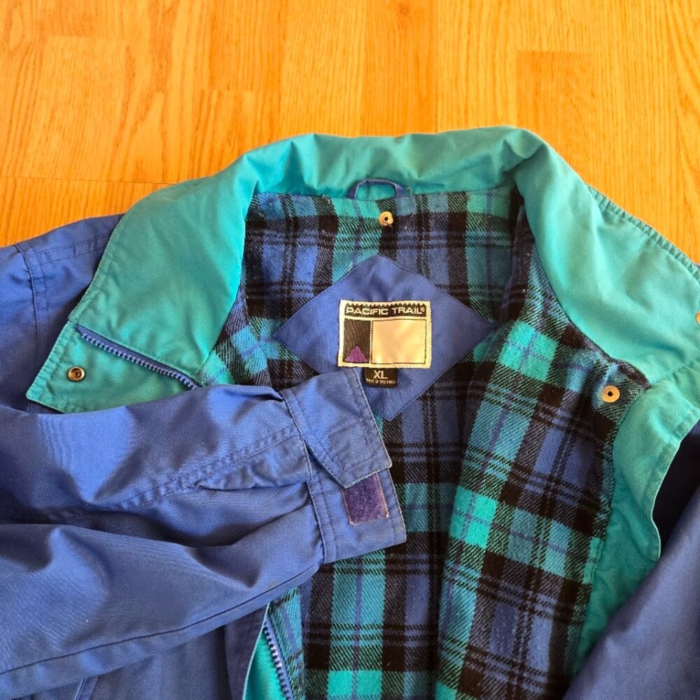 Pacific Trail‎ Vintage XL Colorblock Jacket – Blue Teal Flannel Lined
